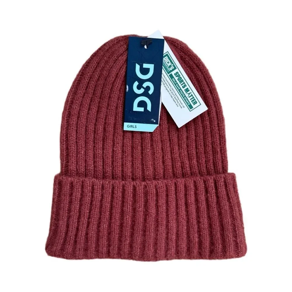 DSG Girls Core Rib Knit Beanie Set of 2 Toasted Cinnamon & Vintage Sage NWT